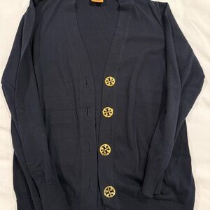 Tory Burch Navy Cardigan with Gold Buttons